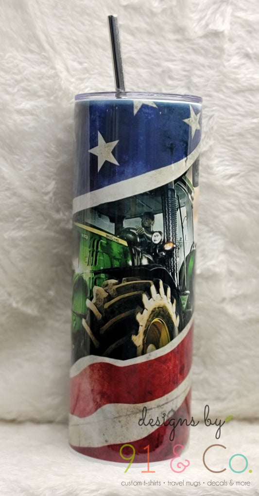 American Flag Tractor Tumbler